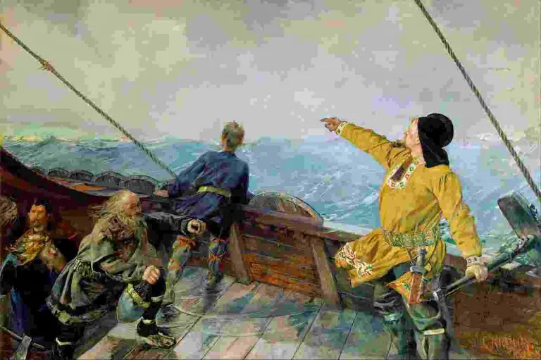 Leiv Eirikson discovering America painting by Christian Krohg