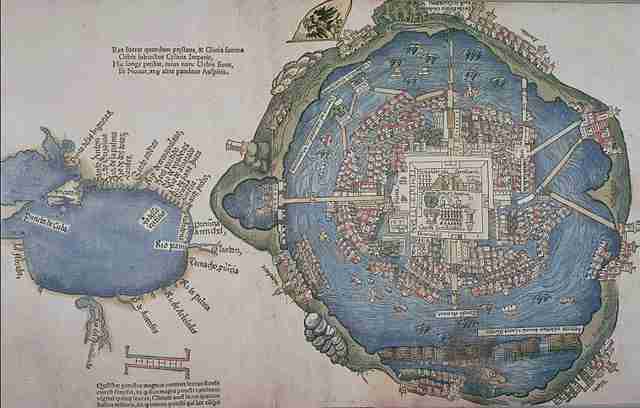 Map of Tenochtitlan, printed 1524 in Nuremberg, Germany