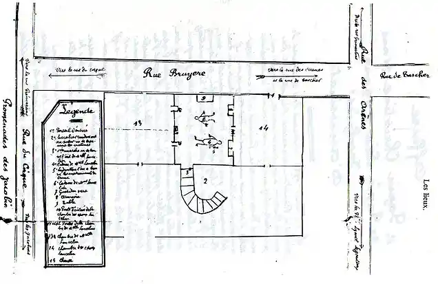 Papin sisters, diagram of scene of crime