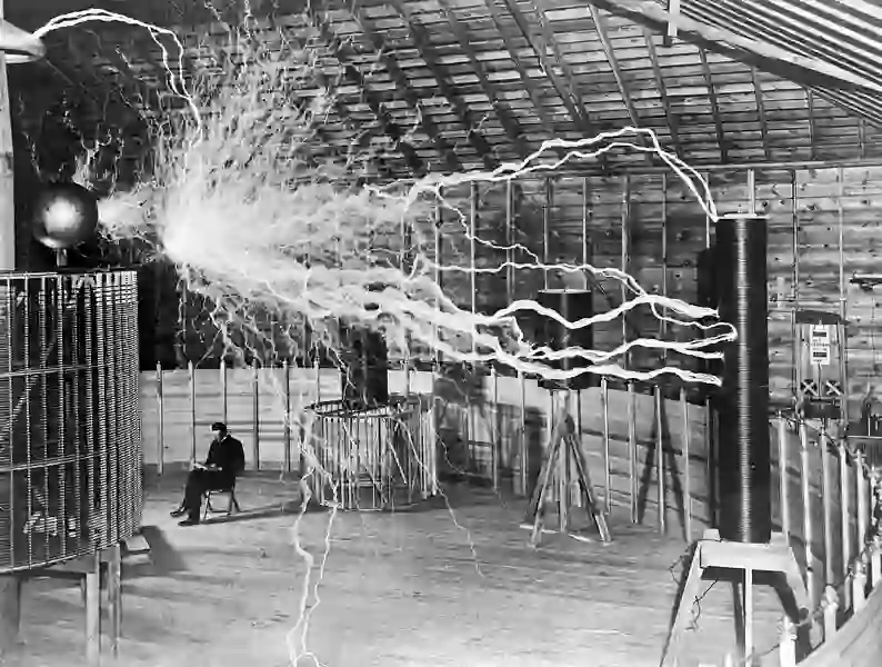 Nikola Tesla in his lab