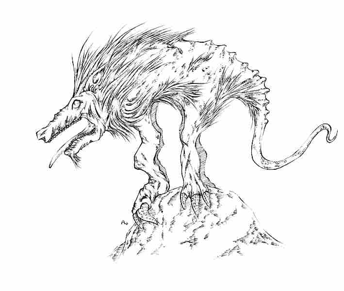 Drawing of a Chupacabra