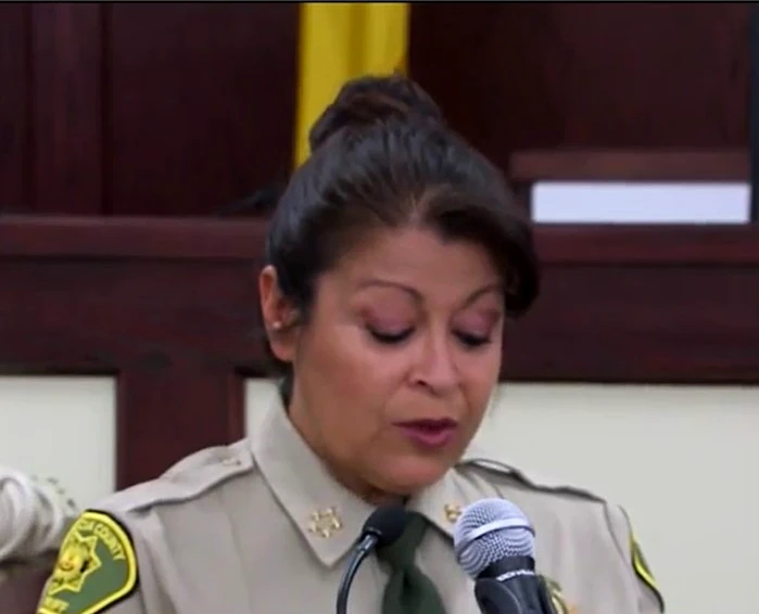 Sheriff Denise Vigil addressing the media