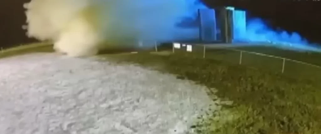 The Blast of Georgia Guidestones captured in CCTV camera